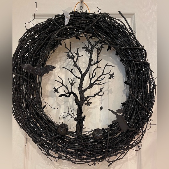 Halloween Wreath - Spooky BLACK CAT Door Decor! Man in Moon, TREE of Life, - Picture 14 of 16